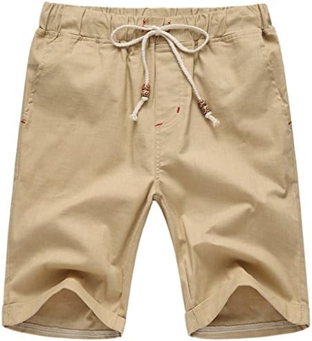 Our Precious Men's Linen and Cotton Casual Classic Fit Short Khaki 2L