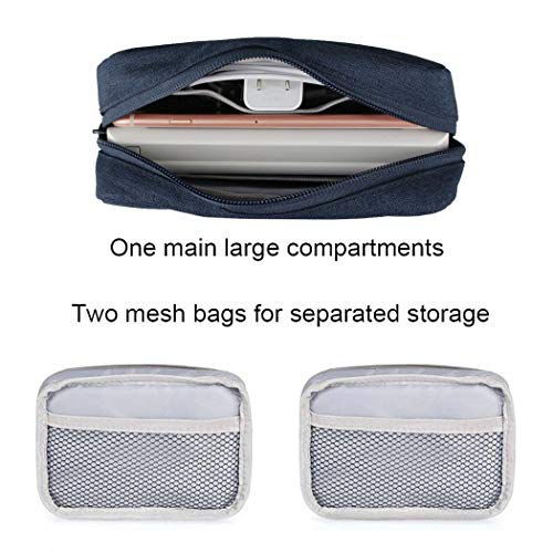 Electronic Accessories Bag,Digital Gadget Organizer Case,Nylon Travel Gear Storage Carrying Sleeve Pouch for Cable,USB,Earphones,Portable Hard Drives,Power Banks,Navy