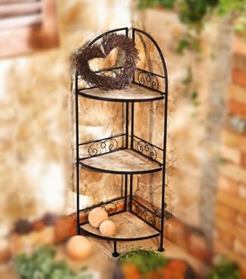Globe House Products 11.8''W Mosaic Shelf Corner Baker's Rack