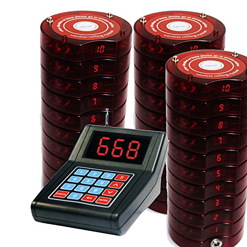SHIHUI 30 Coaster Pagers+1 Keypad Transmitter Pager Restaurant Wireless Calling System Waiter Wireless Guest Paging System