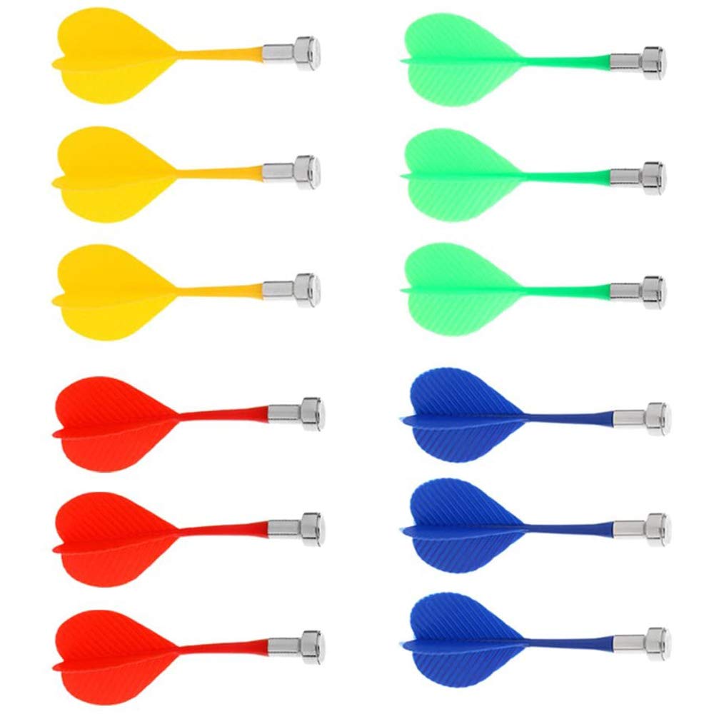 POFET 12pcs Magnetic Darts Safety Replacement Darts Indoor Game Target Accessories 4 Color Mix