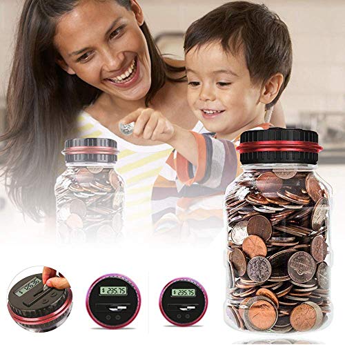 Digital Coin Counter Savings Jar, 2.5L Piggy Bank Digital Coin Bank