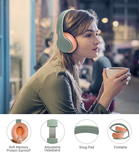 Lobkin Over The Ear Bluetooth Headphones with Microphone, Foldable Hi-Fi Stereo Noice Reduce Earphones for Class, Home Office, Game/TV/PC/Phone Comfortable Steel Wireless Headphone