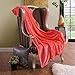 Honeymoon Velvet Flannel Fleece Throw Lightweight Cozy Plush Microfiber Blanket, Coral