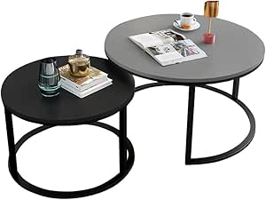 Juego de 2 Mesa Auxiliar Redondas Pequeñas Mesas de Centro Mesa de café