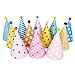 Birthday Party Cone Hats with Pom Poms,12 Pack