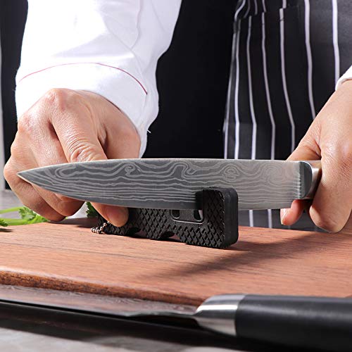 Damascus laser pattern kitchen knife set include carving knife, chefs