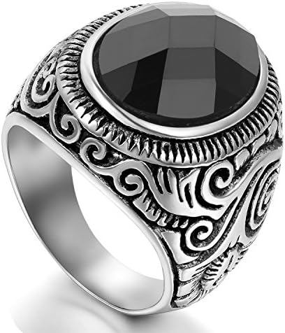Men's Celtic Knot Stainless Steel Ring With Blue Glass Inlay - Vintage Statement Band, Size 8 - View #4