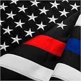 FBNC Thin Blue Line & Thin Red Line Flag 3x5 Ft: Durable Nylon with Embroidered Stars and Brass Grommets - Proud to be a Police and Fire Officer