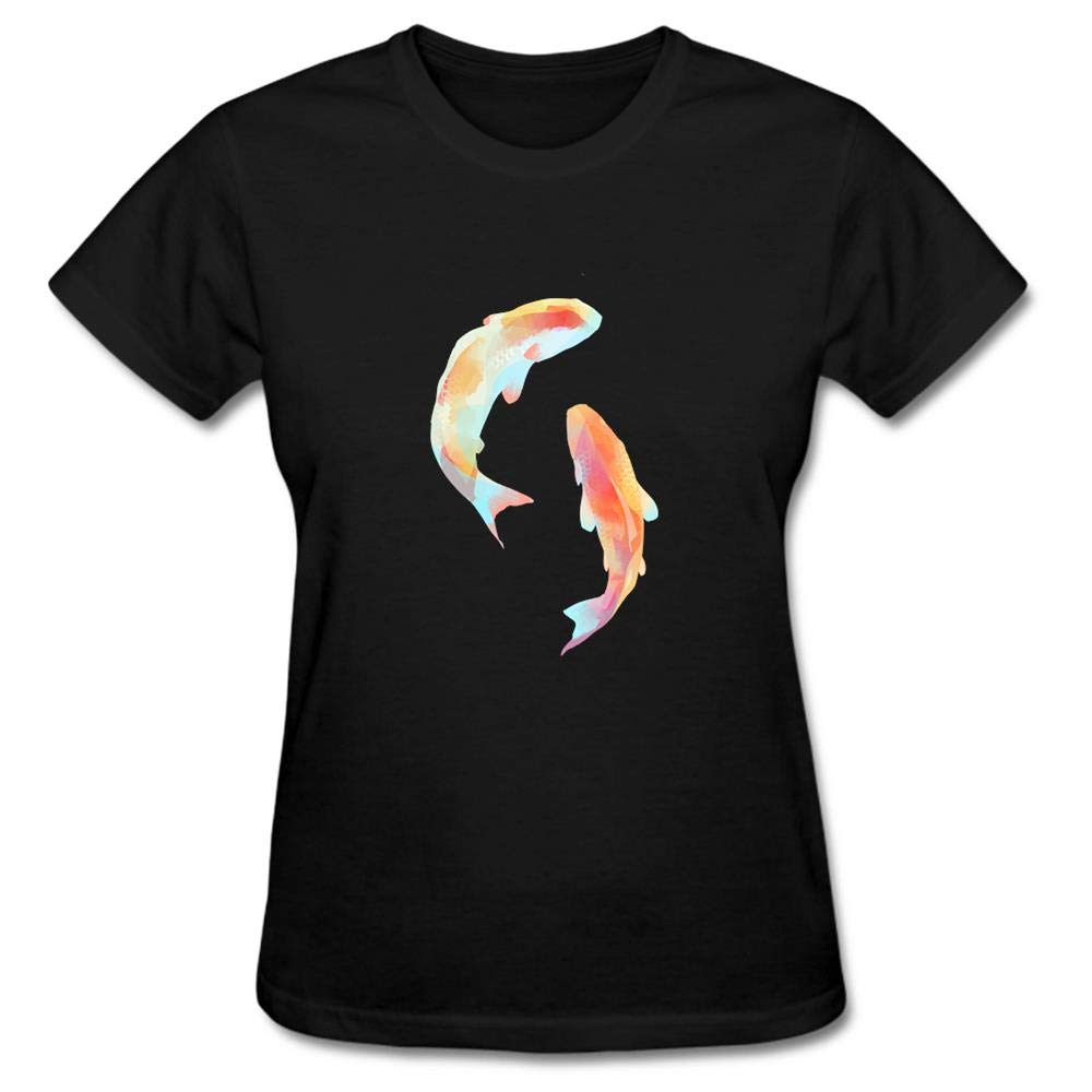 Rainbow Koi Fish Paintting Fashion Design Short Sleeve Casual T Shirt