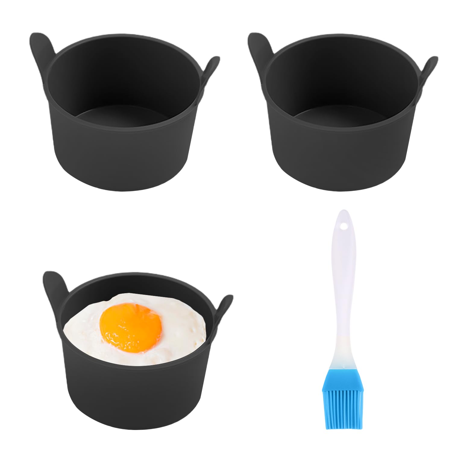 3 Stück Silikonschüssel-Eierform, Eierform, Backen-Mini-Kuchenform, Silikon-Eierform, Luftfritteuse-Eierkocher, kann zur Herstellung von Schokolade, Keksen verwendet werden (schwarz)
