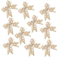 tyoungg Simple Rustic Burlap Jute Christmas Tree Ornaments Hangings Home Arch Tableware Decoration Indoor Outdoor Christmas Ornament Tree Hangs (10 pcs Bow Ties)