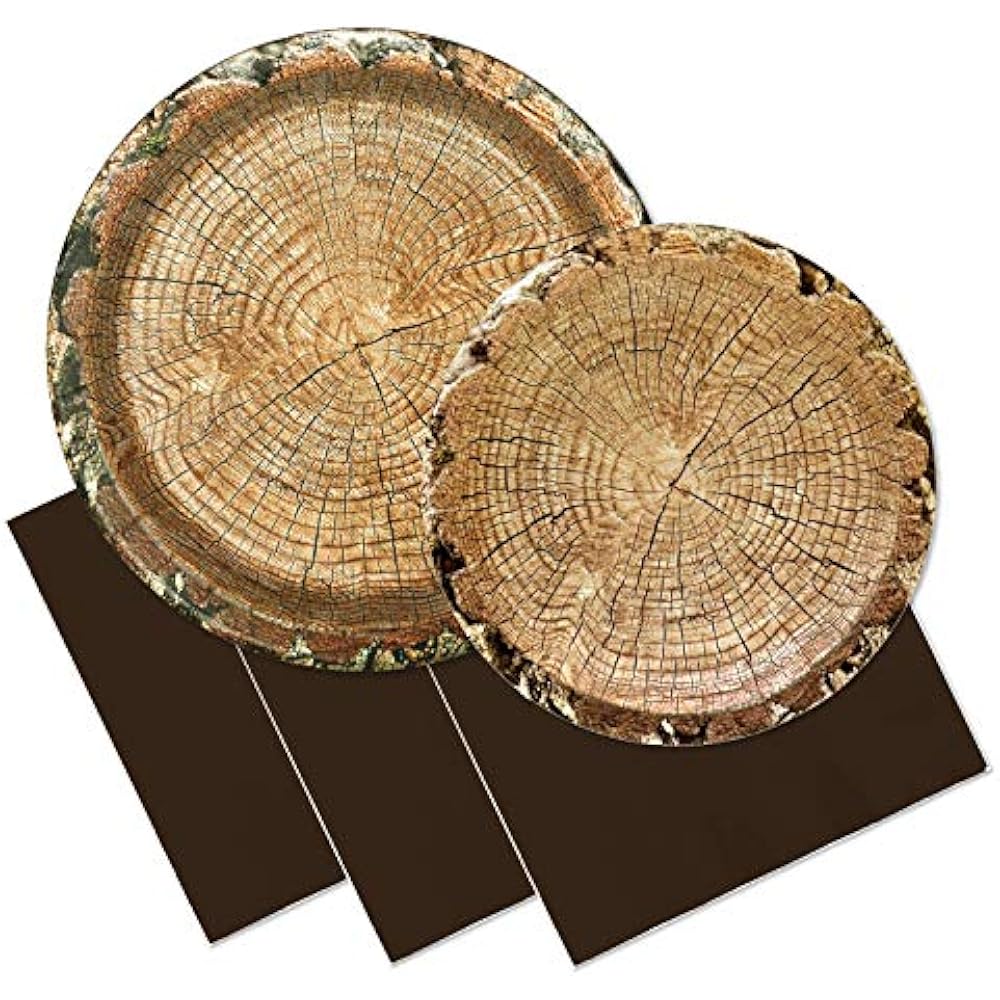 Rustic Woodland Party Supplies Set Timber Cut Themed Paper Plates