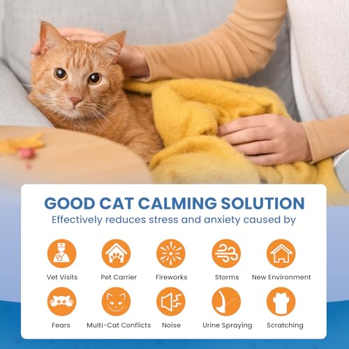 Mikccer 120 Days Cat Calming Plug-in, 6-in-1 Natural Pheromone Diffuser Kit, Effective Relaxants & Anxiety Relief for Cats to Relieve Stress, Fighting & Scratching, 2 Diffusers 4 Refills(48ml)