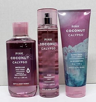Bath And Body Works Pink Coconut Calypso 2019 Edition Micellar Body Wash Fine Fragrance Mist And Ultra Shea Body Cream