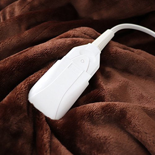 Heated Blanket, 100% Luxurious Supersoft Flannel, Electric Heating Bed Toppers with EasySet Control and Timer, Fast Heating Technology, Ultra-Fresh Anti-bacteria Extra Comfort, Coffee (QUEEN Size) - Thumbnail 2