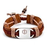Kids Medical Mesa Leather/Hemp Bracelet Engravable Front