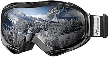 OutdoorMaster OTG Ski Goggles - Over Glasses Ski / Snowboard Goggles for Men, Women & Youth - 100% UV Protection (Black Frame + VLT 53% Orange Lens)