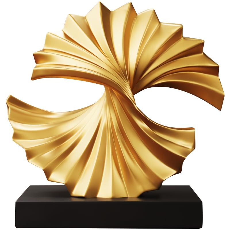 Photo 1 of XYQXYQ Golden Wave Resin Origami Statue Modern Abstract Home Decoration Emphasizes Abstract Office Desk Carving Table Family Bedroom Living Room Garden Office Golden Stripe Decoration (D)