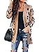 ZESICA Women's Long Sleeves Open Front Leopard Print Button Down Knitted Sweater Cardigan Coat Outwear with Pockets
