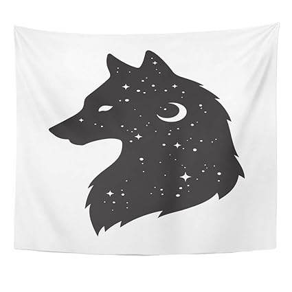 Amazon Com Emvency Decor Wall Tapestry Silhouette Of Wolf