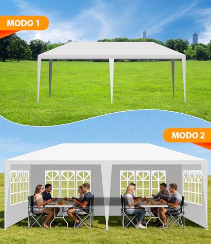 EEGVUY Carpa 6x3, Jardín Toldo con Paredes Laterales Extraíbles, Protección UV, Impermeable Carpa para Exterior Eventos Bodas, Reuniones Familiares