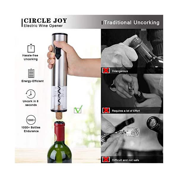 CIRCLE JOY Electric Wine Bottle Openers Set, Battery Operated Wine Opener Kit, Cordless Automatic Corkscrew Combo with…