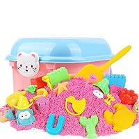Zuzu Boom Kinetic Play Sand and Sand Molds Kit - Set Includes: Play Sand 2 Pound (Blue) ,Inflatable Tray, 88 Pcs Play Sand Molds, Storage Box - Deluxe Castle Bucket (Blue)