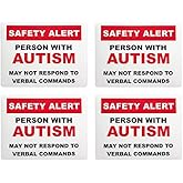 Autism Safety Alert Window Clings and Decals for Car and Home (4-Pack)