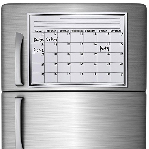 Monthly Planner Magnetic Calendar for Refrigerator Dry Erase Board 17" x 11" Set Includes: Refrigerator Calendar 2 Markers and 2 Erasers