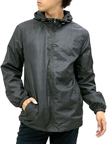 Cinema Men's Windbreaker Camouflage Water Repellent Hooded Jacket Lightweight (Large, Matte Black)