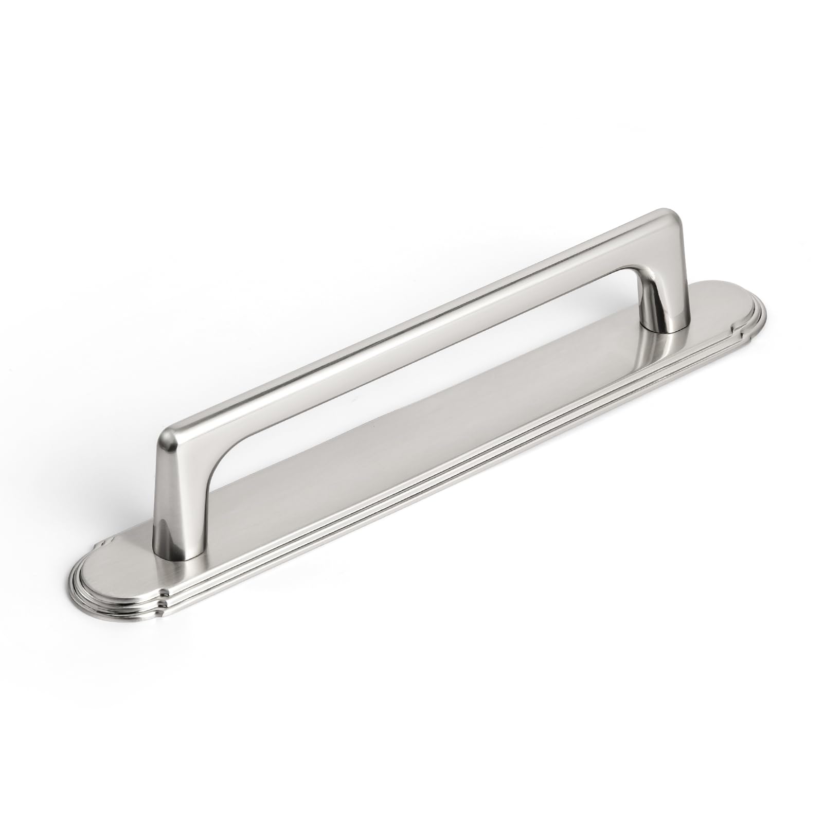 Photo 1 of Goo-Ki 2 Packed Satin Nickel Cabinet Pulls with Long Backplate-5''(128MM) Hole Centers Drawer Pulls for Kitchen