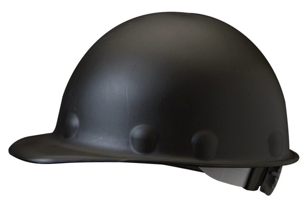 Photo 1 of Fibre-Metal Hard Hat Injection Molded Roughneck Fiberglass with 8-Point Ratchet Suspension, Black, Medium