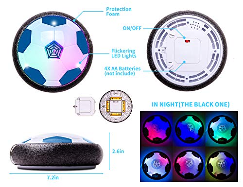 Refasy Kid Toys, Gifts for an 11 Year Old Boy Hover Soccer Toy LED Light Boys Girls Age 2 3 4 5 6 7 8-16 Year Old Birthday Gift to Indoor Outdoor Training Football Puzzle Game Sports Ball Blue