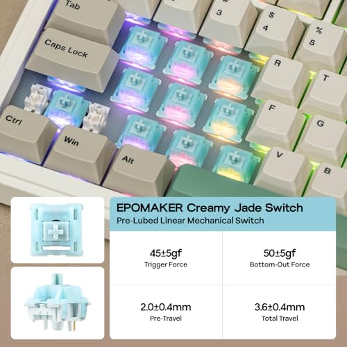 EPOMAKER RT82 Wireless Mechanical Keyboard with Screen, VIA Custom, 2.4GHz/USB-C/BT5.0, RGB Backlit, Gasket, 5-Paddings, PBT Keycaps, Hot-Swap Gaming Keyboard (Creamy Jade)