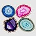 Yogavni Natural Agate Coasters with Rubber Bumpers - AS103, Large (4-5 inch), Assorted Colors (4 pcs)