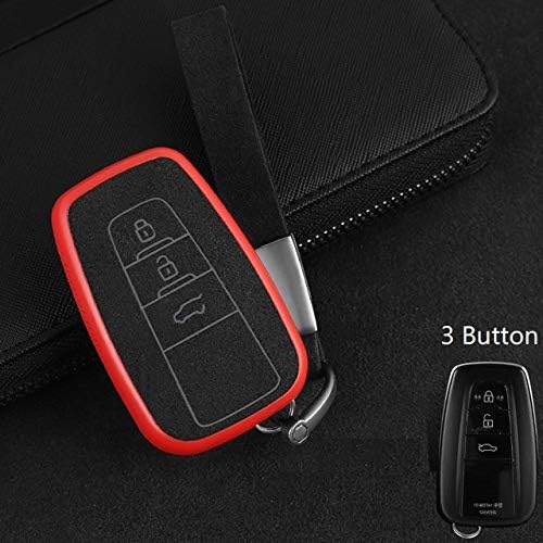 WUAIDING Key case New Plastic Leather Car Key Case Cover Shell For Toyota CHR C-HR Prado Prius Camry Corolla RAV4 2017 2018 2019 Accessories,3Button red