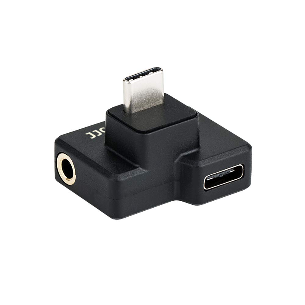 JJC 3.5mm USB-C Microphone Mic Adapter for DJI Osmo Action Camera, Charging Audio Adapter External 3.5mm Mic Mount for TRS Plug, Type C Port for Charging and Data Transmission