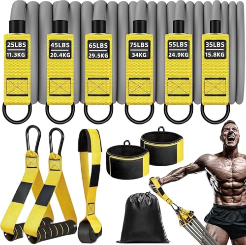 Beauenty Heavy Resistance Bands for Working Out,300LBS Exercise Bands with Handles, Theraband Stretch Bands for Exercise, Resistance Band Set for Strength Training, Yoga & Home Gym Equipment
