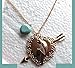 2 Broke Girls Genuine Turquoise Gem Gold Parrot Pendant NECKLACE Set