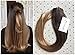22” Thick Long Straight One Piece Clip in on Hair Extensions Brown Blonde Ombre Hairpieces with 5 Clips (22