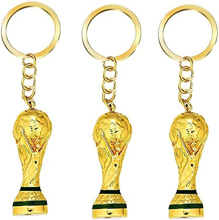 3 Pack 2018 FIFA Russia World Cup Trophy Kebo Key Chain Souvenir with Gold-Plated Copper and Solid core (Golden)