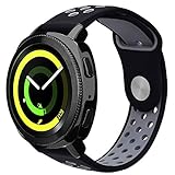 VIGOSS for Gear Sport Band/Galaxy Watch 42mm Band/Galaxy Watch Active 40mm Bands - 20mm Silicone Wristband for Samsung Galaxy Watch 42mm R810 & Gear Sport Smartwatch R600 (Black/Grey, S/M)