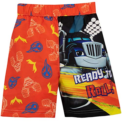 Blaze and the Monster Machines Boys' Blaze and Crusher Swim Shorts Size 5 Red