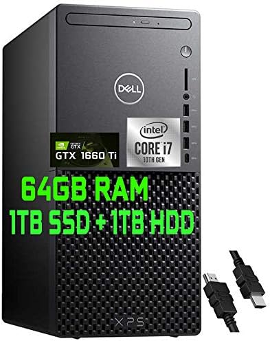 Flagship 2021 Dell XPS 8940 Gaming Tower Desktop Computer 10th Gen Intel Octa-Core i7-10700 64GB RAM 1TB SSD + 1TB HDD Geforce GTX 1660Ti DisplayPort Wifi6 Bluetooth DVD-RW Win10 + iCarp HDMI Cable 1 Flagship 2021 Dell XPS 8940 Gaming Tower Desktop Computer 10th Gen Intel Octa-Core i7-10700 64GB RAM 1TB SSD + 1TB HDD Geforce GTX 1660Ti DisplayPort Wifi6 Bluetooth DVD-RW Win10 + iCarp HDMI Cable