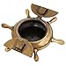 ShalinIndia Brass Antique Nautical Wheel Design Ashtray for Couple (Gold, 5-inch)