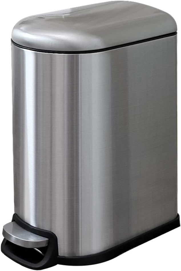 Qivor Pedal Household With Fliptop Rectangular Stainless Steel Trash