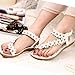 TOOPOOT Women's Sweet Summer Bohemia Beaded Sandals Clip Toe Flat Sandals (8, White)