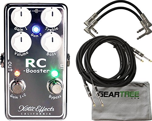 Xotic RCB-V2 RC Booster V2 Guitar Effects Pedal w/ Cleaning Cloth and 4 Cables