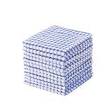 Kitchen Dishcloths 12pcs 12x12 Inches Bulk Cotton Kitchen Dish Cloths Scrubbing Wash Cloths Sets (Blue)